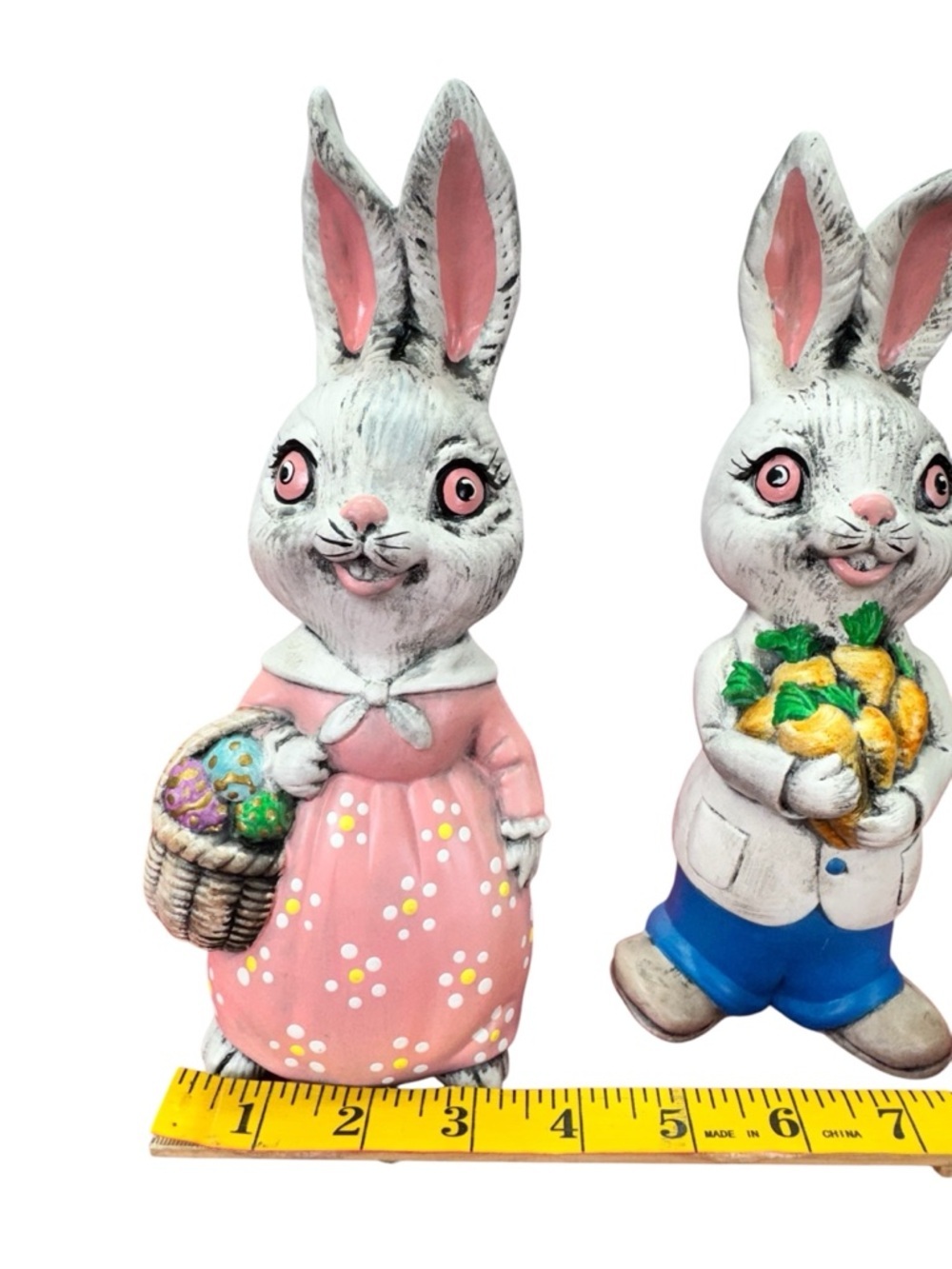 Easter Bunny Pair Figurines - Pink & Blue - Picture 4 of 5